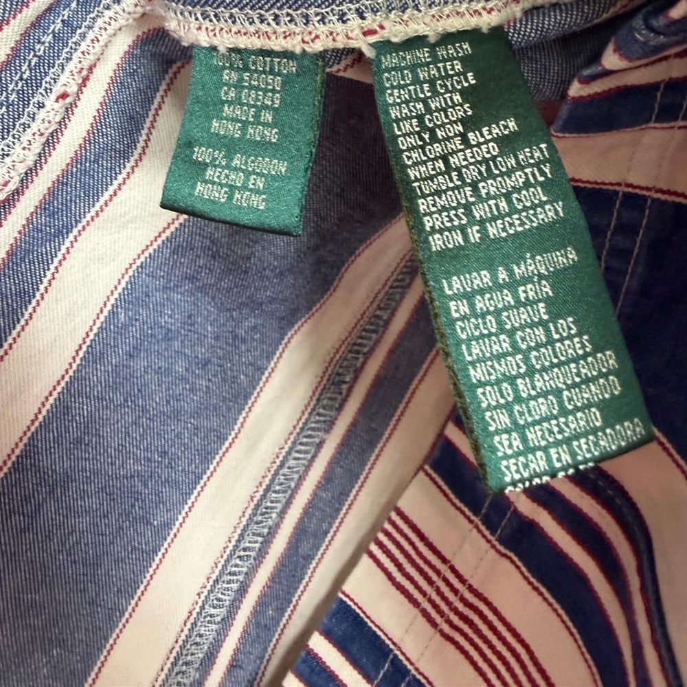 Ralph Lauren Striped Denim Jacket - Blue, White & Burgundy EUC size Large - Picture 5 of 5